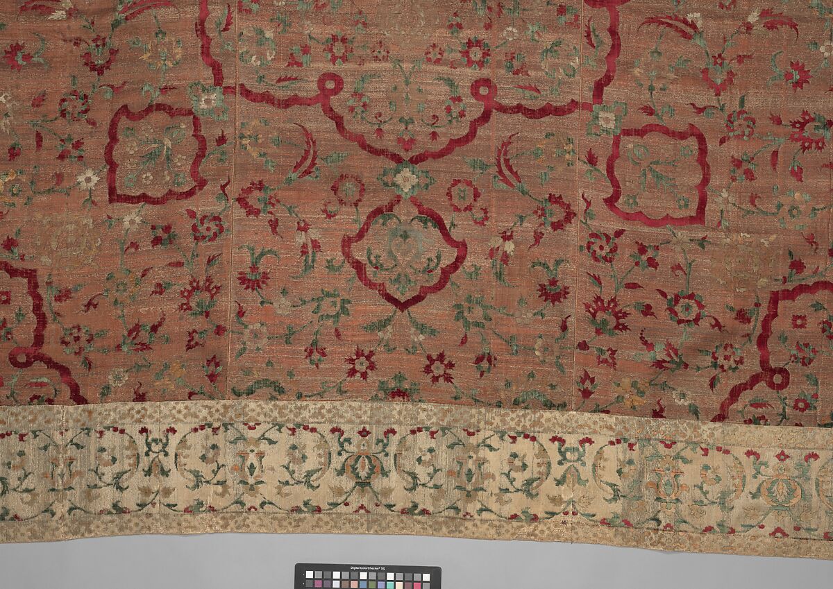 Velvet and Silk Carpet, Silk, metal wrapped thread; cut and voided velvet, brocaded