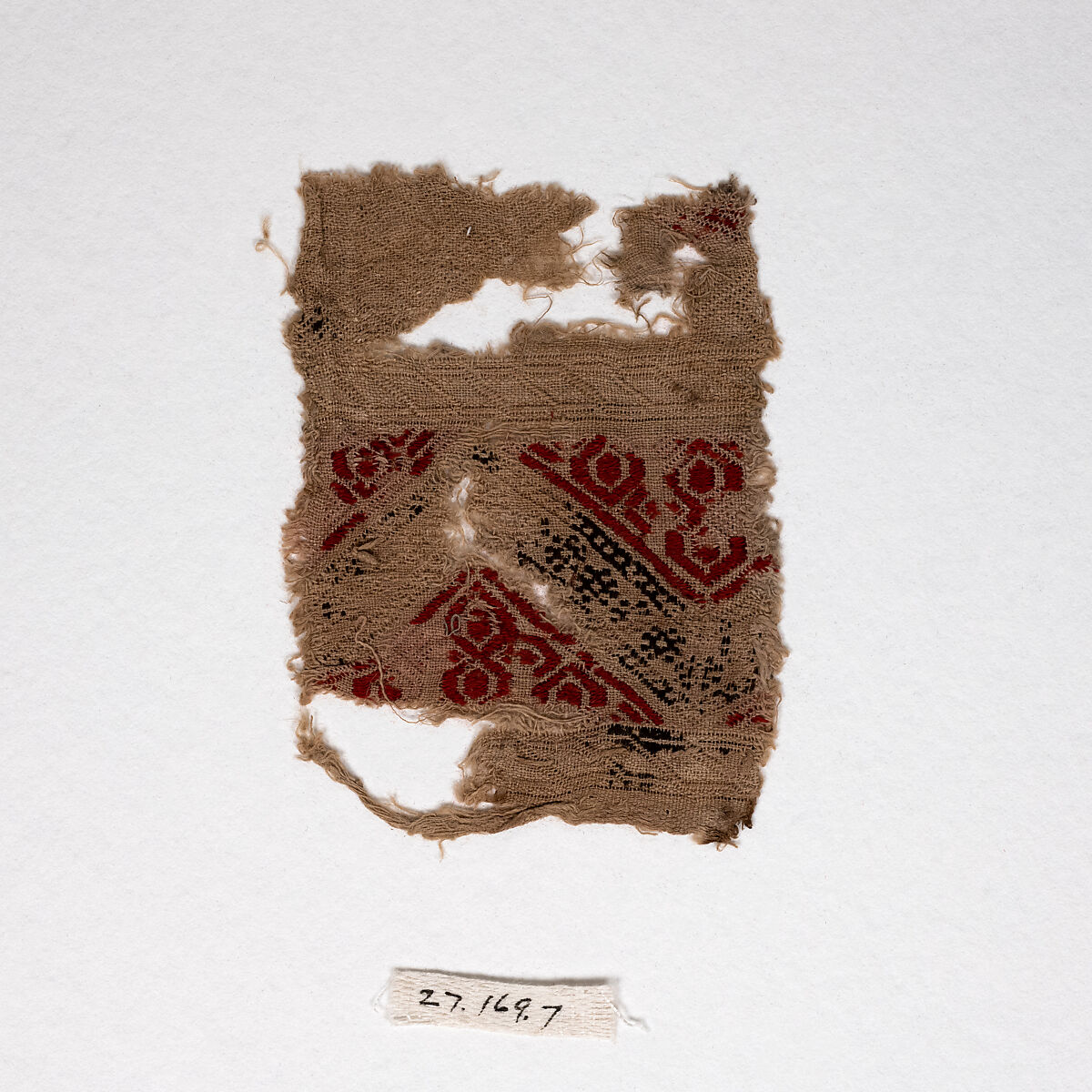 Band Fragment, Linen; embroidered in silk 