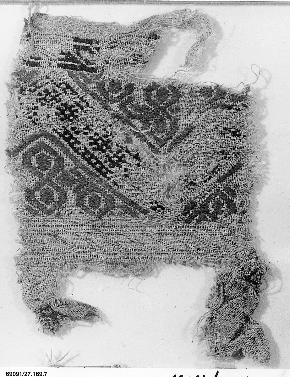 Band Fragment, Linen; embroidered in silk