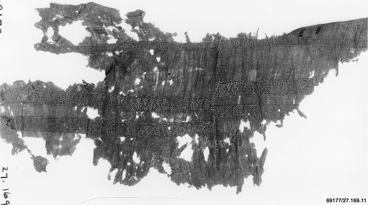 Textile Fragment, Linen; embroidered in silk