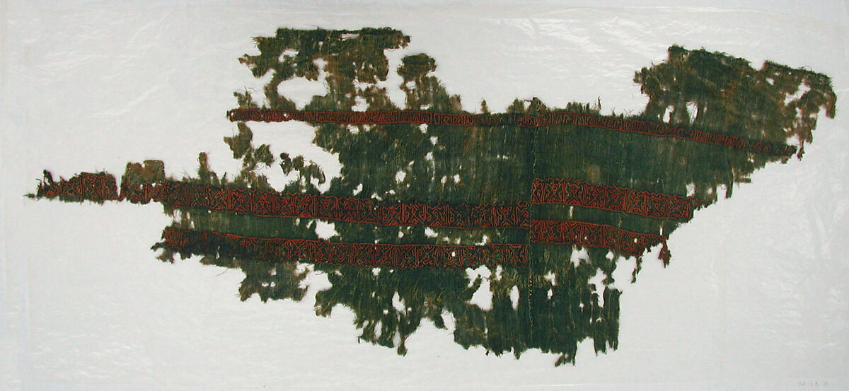 Textile Fragment, Linen; embroidered in silk