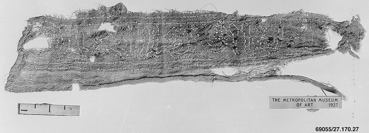 Band Fragment, Cotton; formerly embroidered