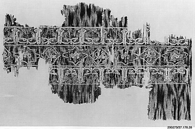 Ikat Fragment, Linen, silk; resist dyed (ikat), plain weave, tapestry weave