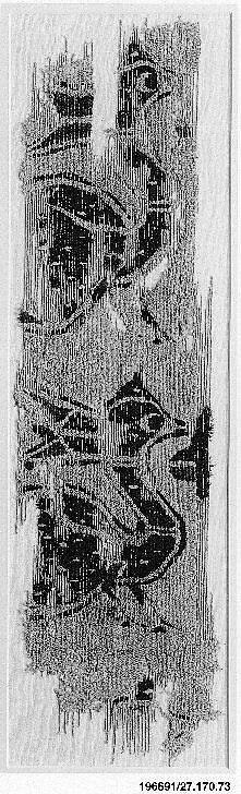 Textile Fragment, Linen, wool; plain weave, tapestry weave