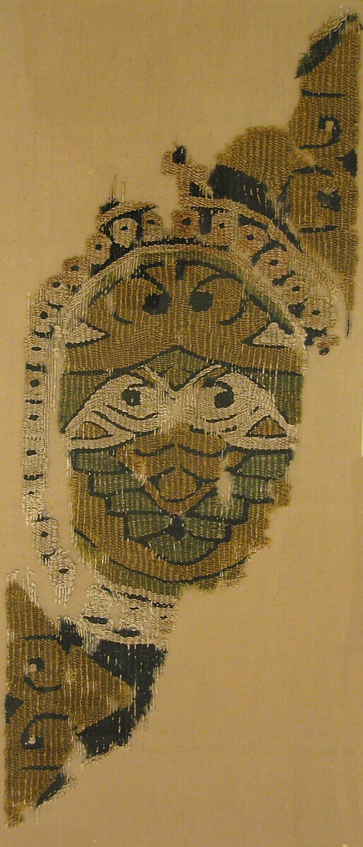 Textile Fragment, Linen, wool; plain weave, tapestry weave