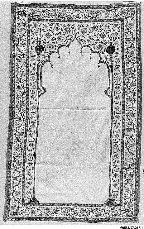 Kalamkari Panel with Niche, Cotton; plain weave, mordant painted and dyed, resist dyed