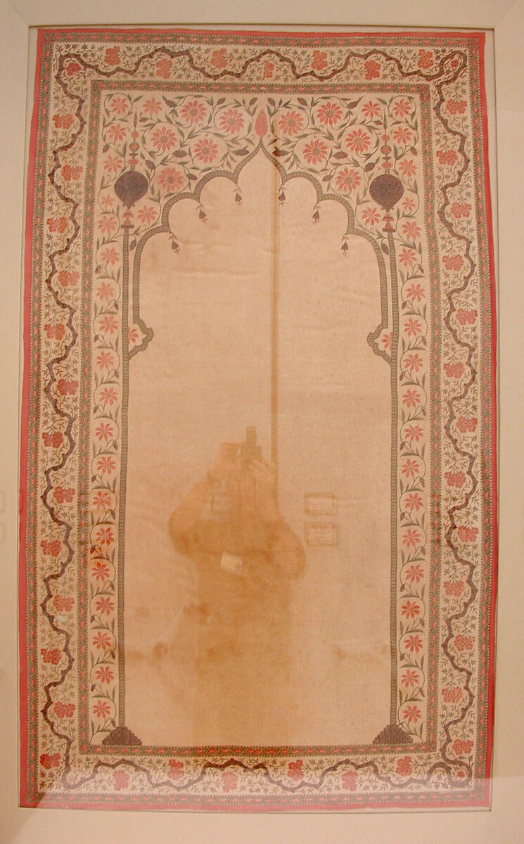 Kalamkari Panel with Niche, Cotton; plain weave, mordant painted and dyed, resist dyed