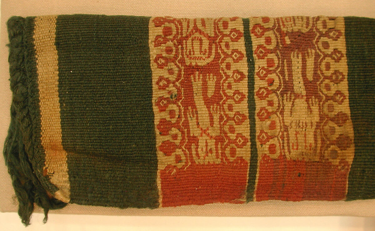 Child's Tunic with Hood, Tapestry weave in purple-colored, red-brown, and undyed wool on plain-weave ground of green wool; fringes in green and red-brown along the perimeter of the hood and lower edges