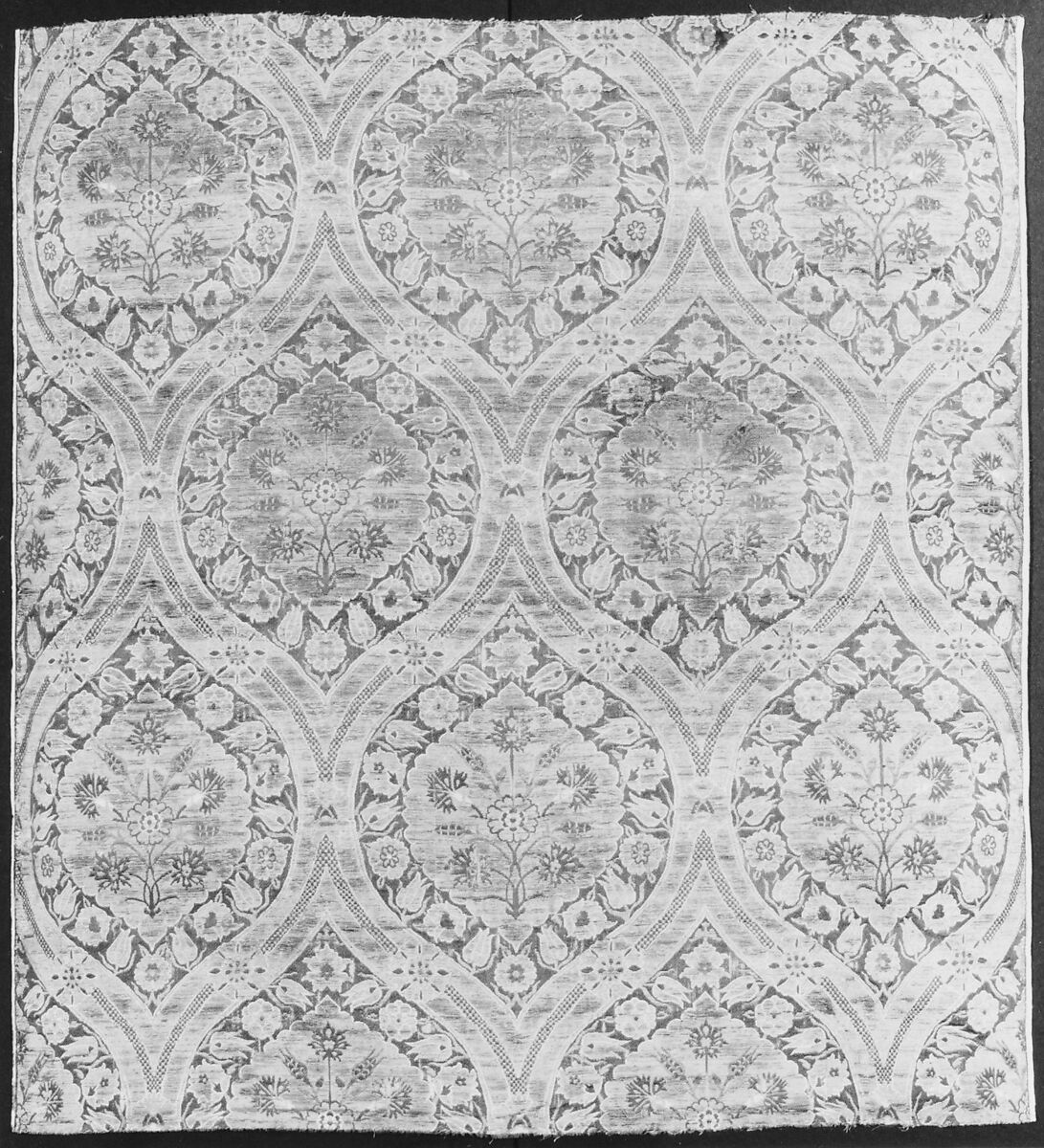 Textile Fragment, Silk, metal wrapped thread; lampas (kemha)