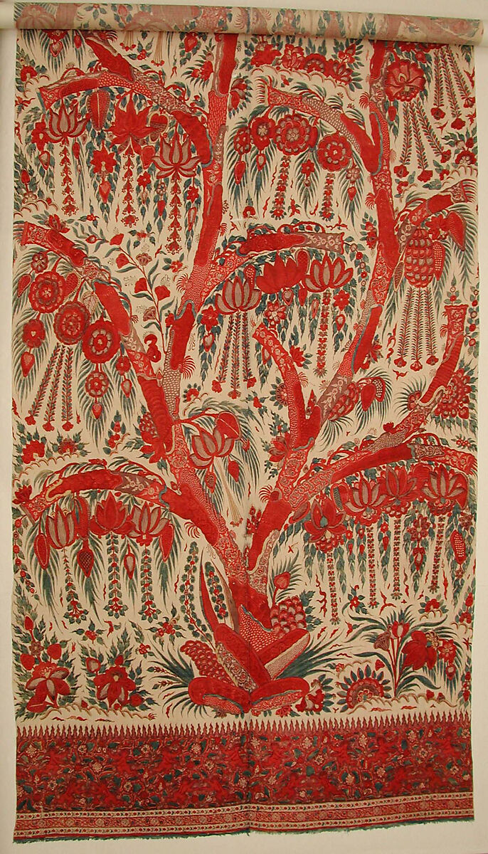 Palampore, Cotton; plain weave, mordant painted and dyed, resist dyed