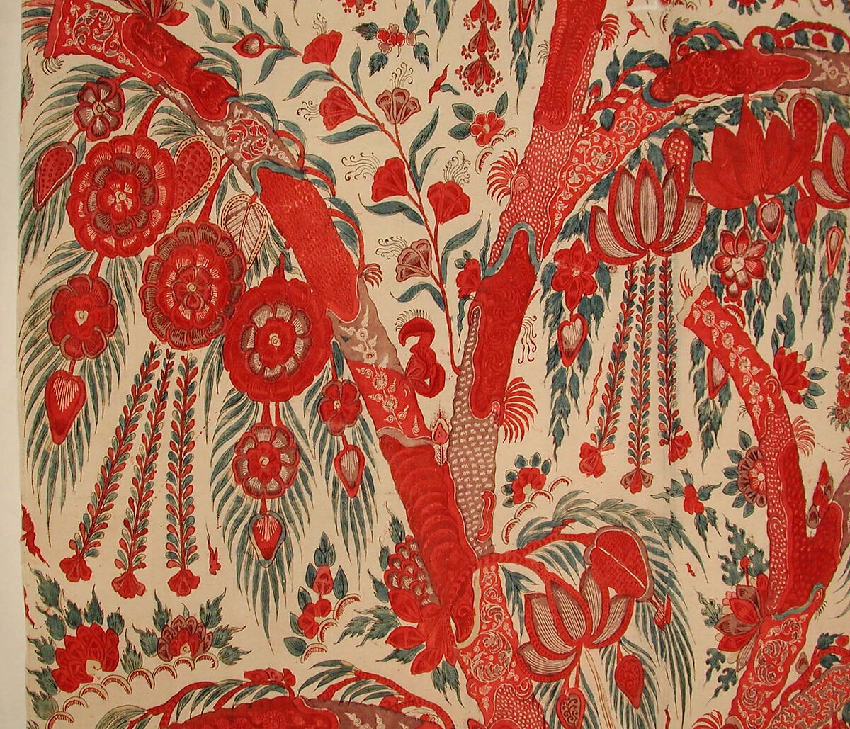 Palampore, Cotton; plain weave, mordant painted and dyed, resist dyed