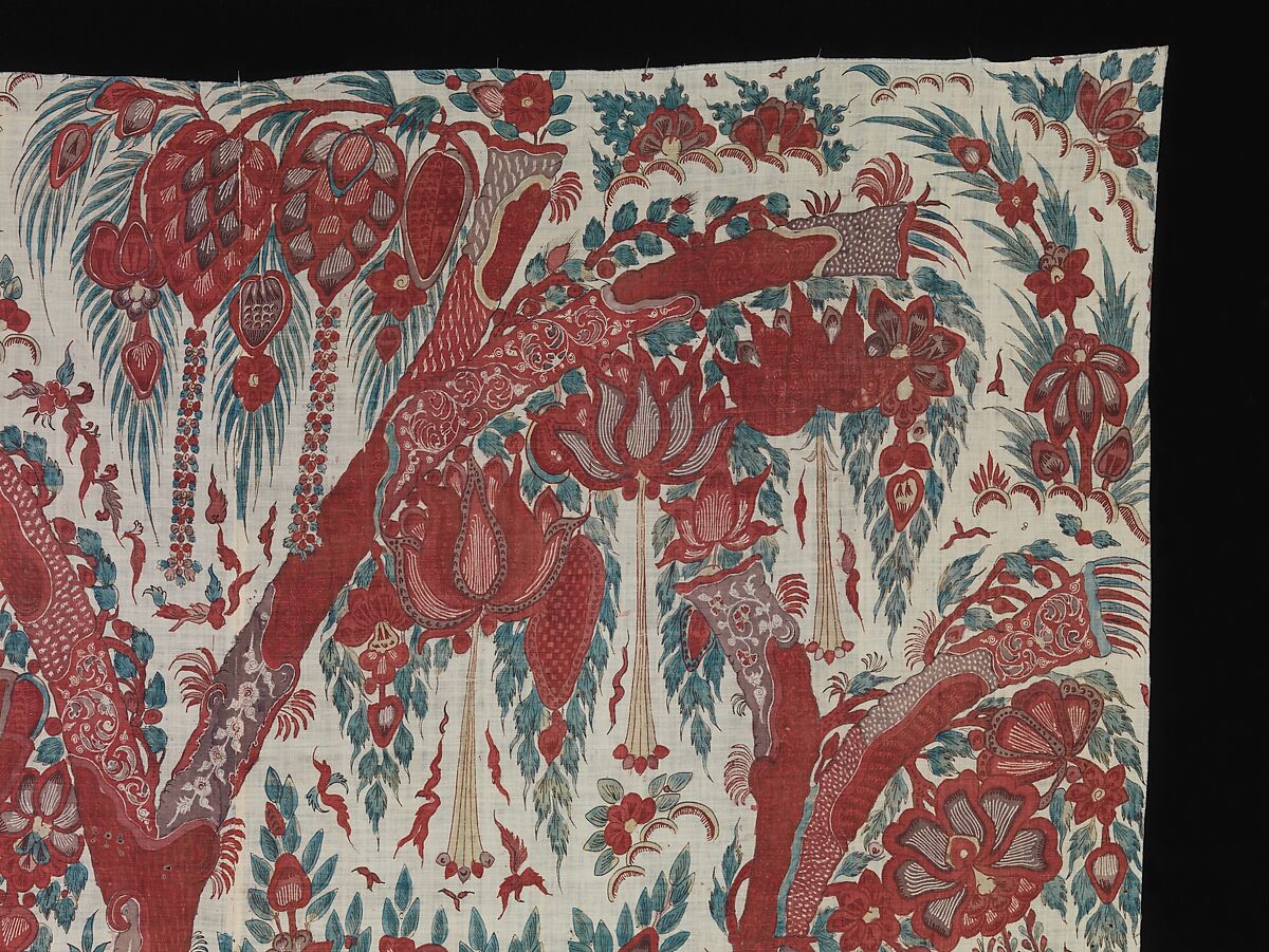 Palampore, Cotton; plain weave, mordant painted and dyed, resist dyed