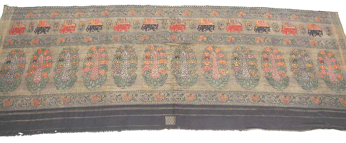 Sari Border, Silk, metal wrapped thread; double weave with supplementary twill, brocaded