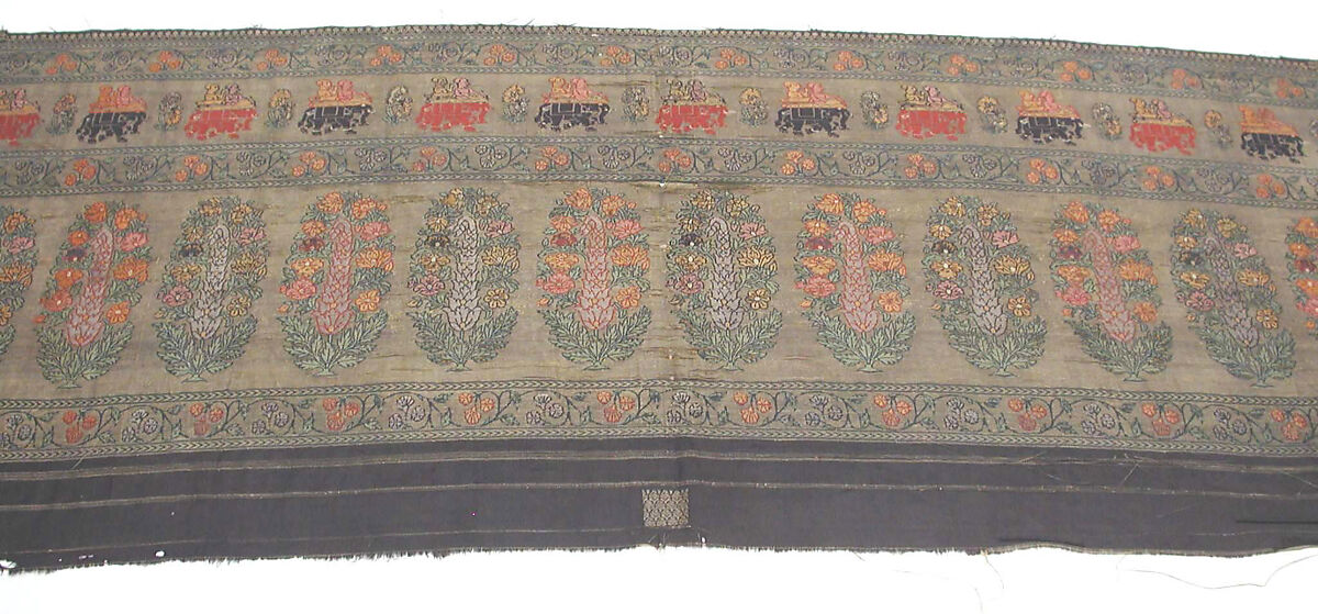 Sari Border, Silk, metal wrapped thread; double weave with supplementary twill, brocaded