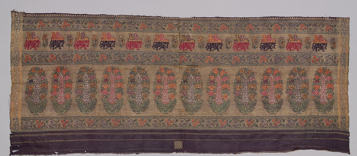 Sari Border, Silk, metal wrapped thread; double weave with supplementary twill, brocaded 