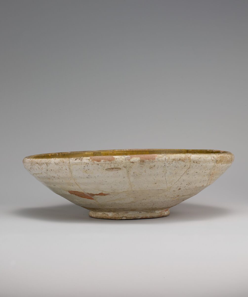 Bowl Decorated in the 'Beveled Style', Earthenware; white slip with polychrome slip decoration under transparent glaze