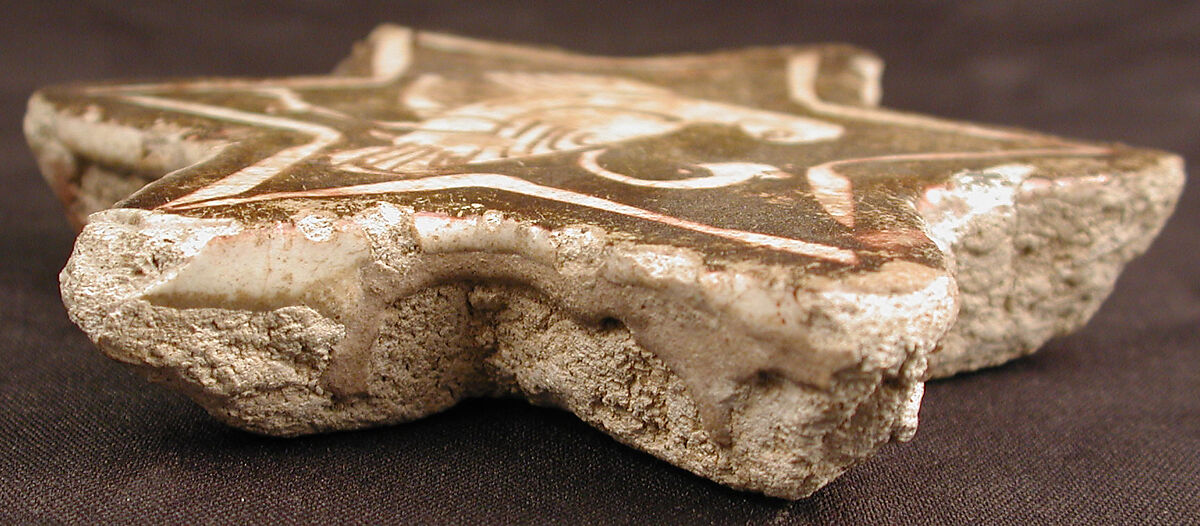 Star-Shaped Tile, Stonepaste; overglaze and luster-painted