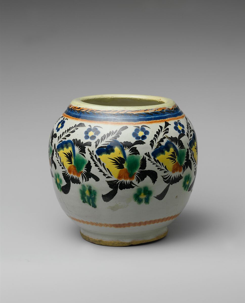 Jar, Tin-glazed earthenware, Mexican 