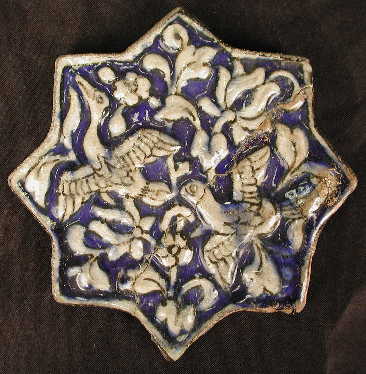 Star-Shaped Tile, Stonepaste; underglaze painted 