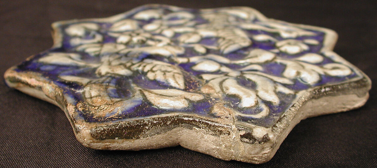 Star-Shaped Tile, Stonepaste; underglaze painted