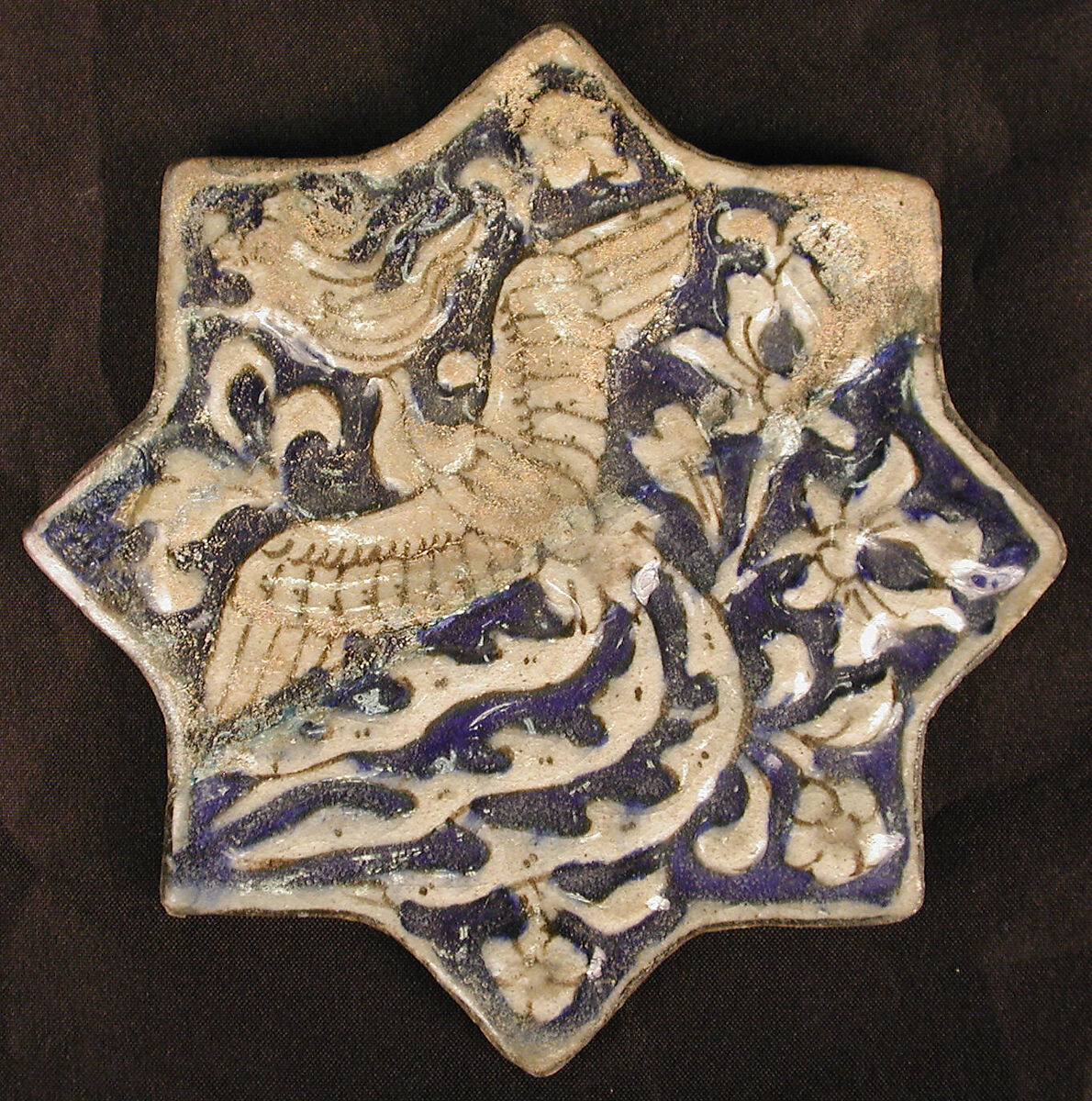 Star-Shaped Tile, Stonepaste; underglaze painted 