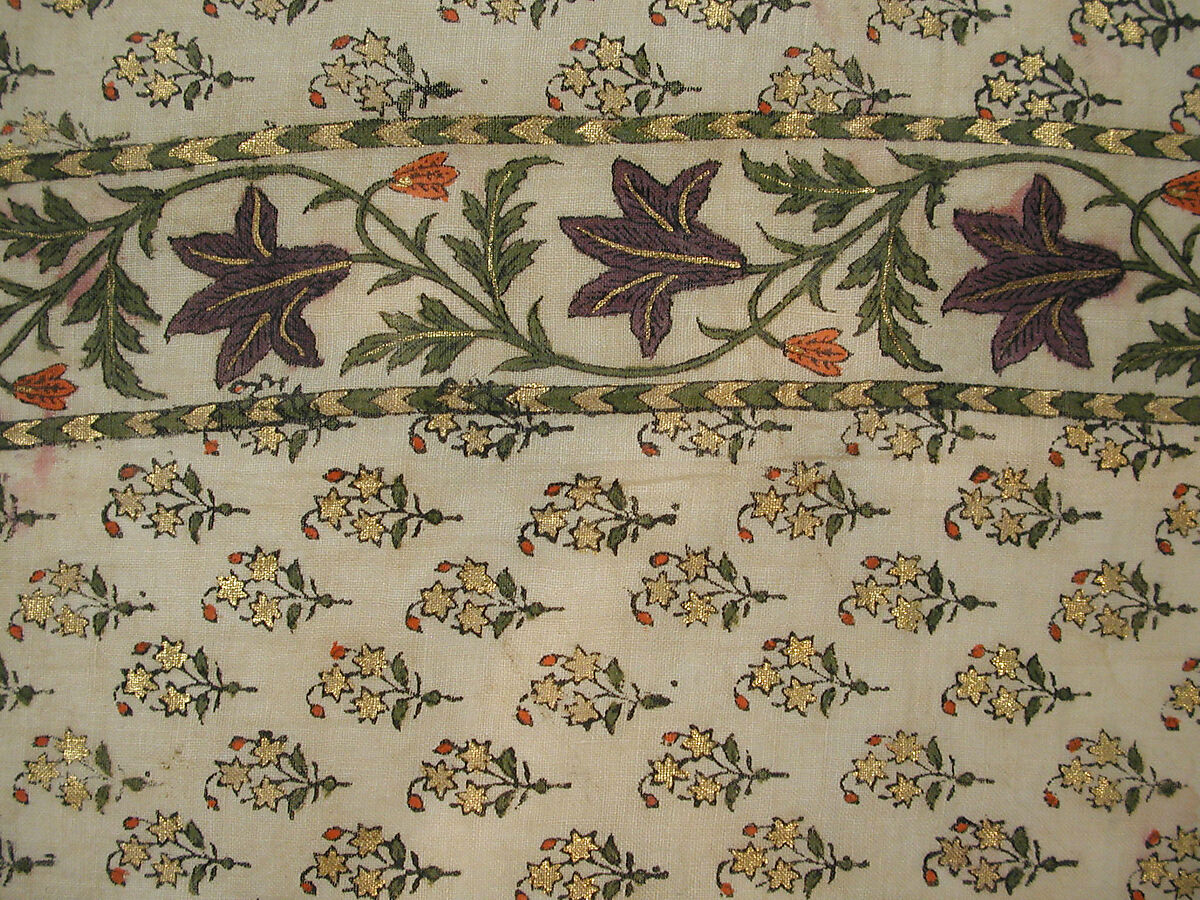 Textile Fragment, Cotton, metal wrapped thread