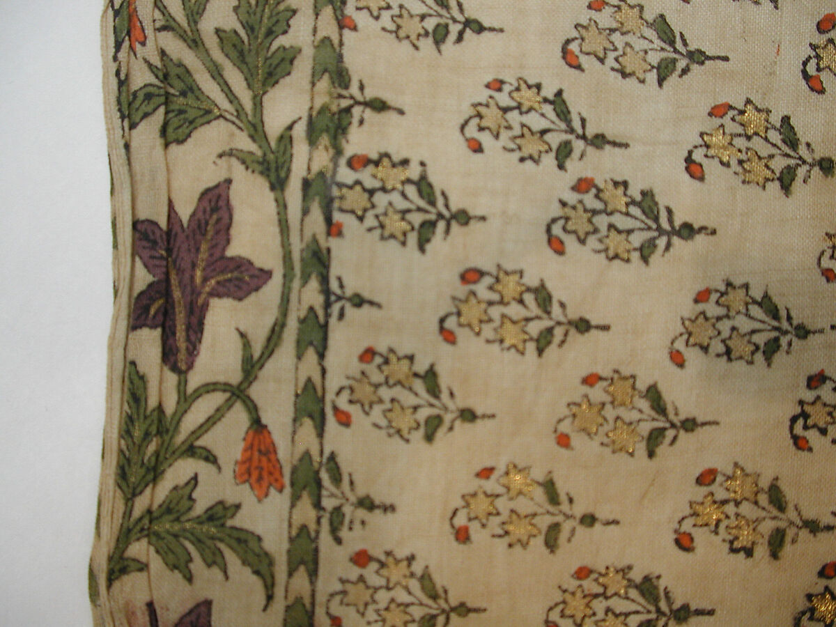 Textile Fragment, Cotton, metal wrapped thread