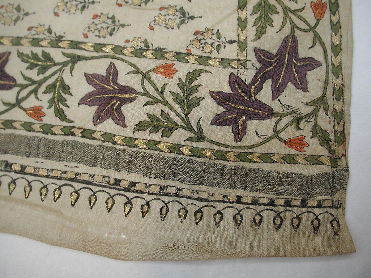 Textile Fragment, Cotton, metal wrapped thread