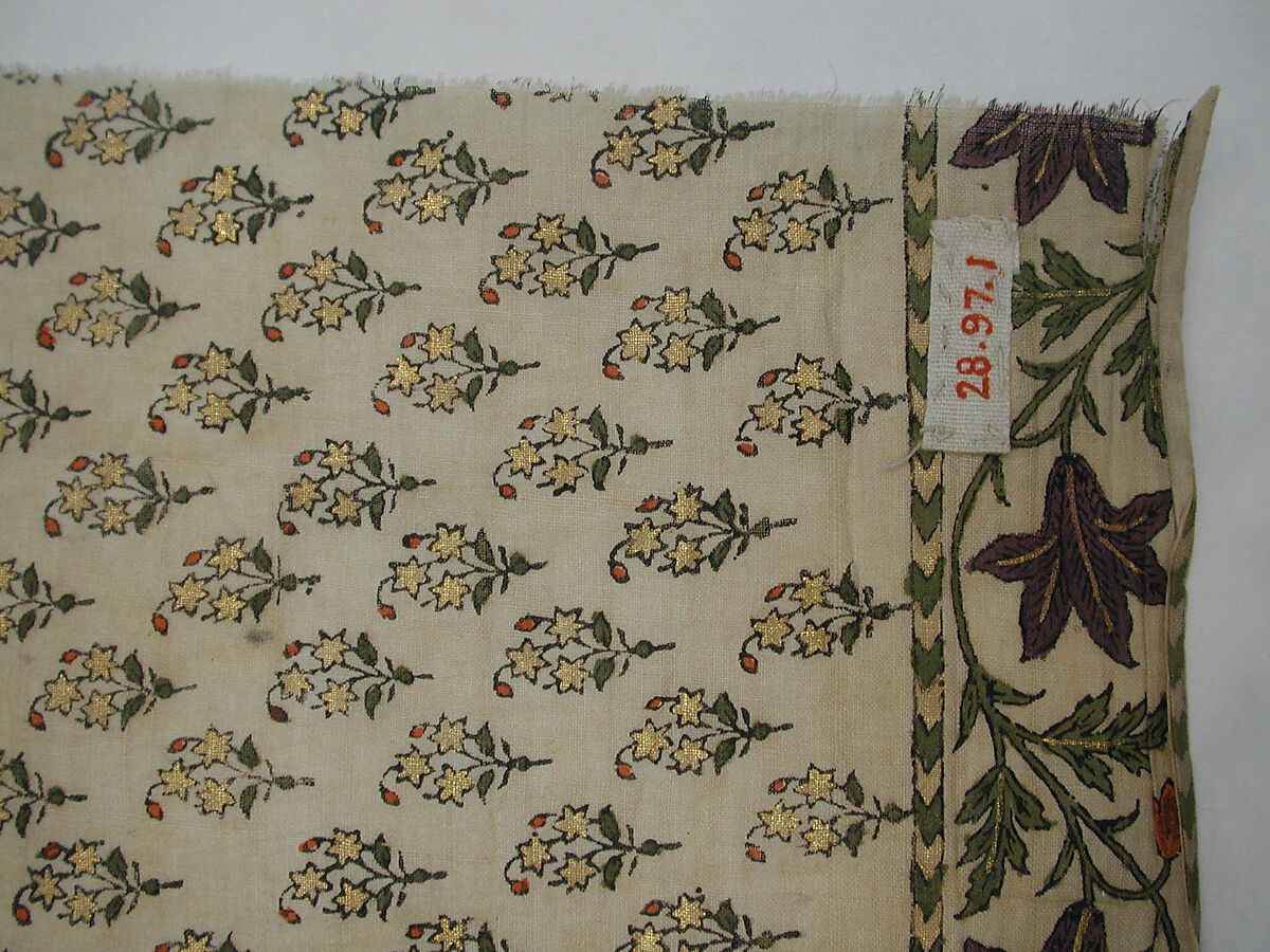 Textile Fragment, Cotton, metal wrapped thread