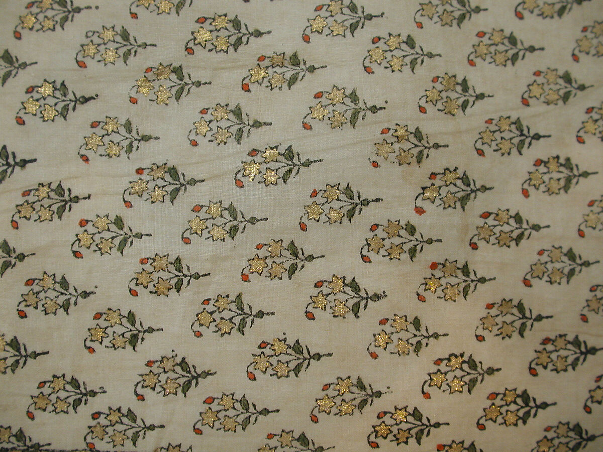 Textile Fragment, Cotton, metal wrapped thread