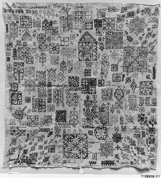 Sampler, Cotton; embroidered in silk 