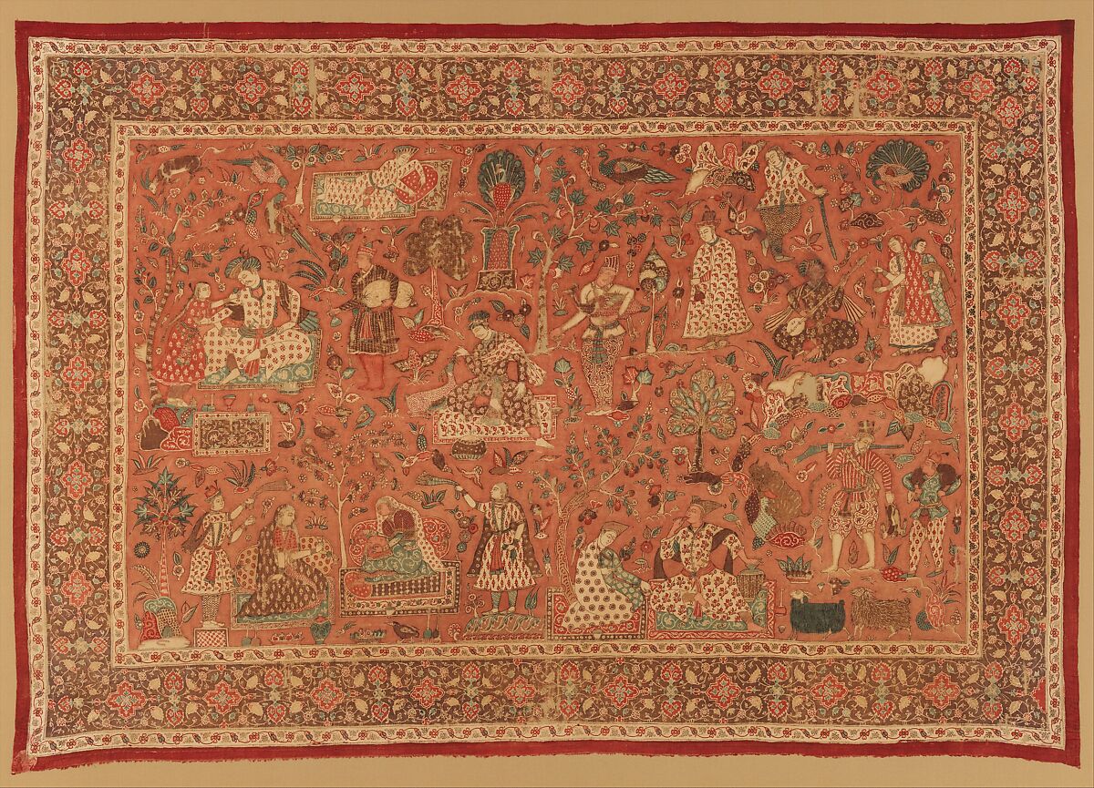Kalamkari Rumal (Cover), Cotton; plain weave, mordant painted and dyed, resist dyed 