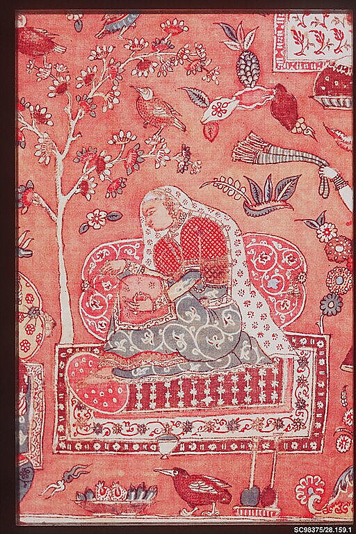 Kalamkari Rumal (Cover), Cotton; plain weave, mordant painted and dyed, resist dyed