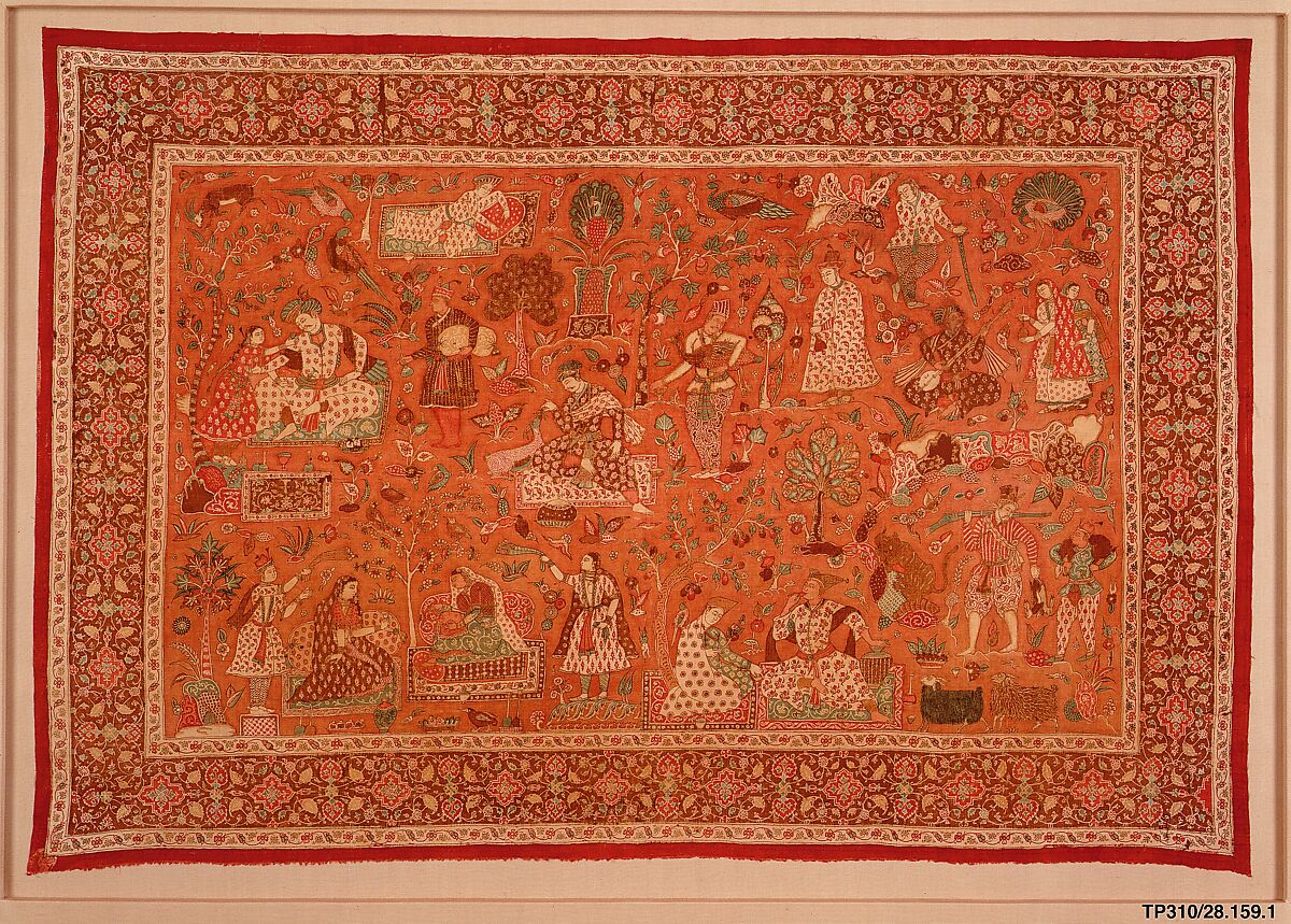 Kalamkari Rumal (Cover), Cotton; plain weave, mordant painted and dyed, resist dyed
