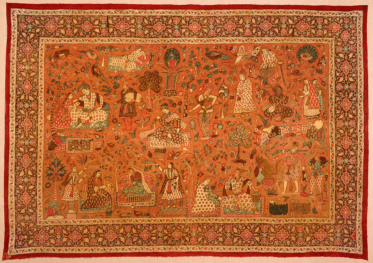 Kalamkari Rumal (Cover), Cotton; plain weave, mordant painted and dyed, resist dyed