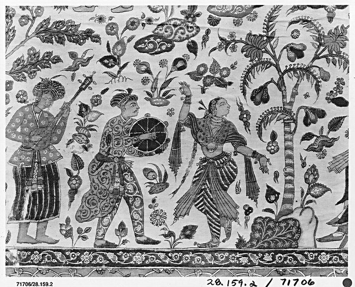 Kalamkari Rumal, Cotton; plain weave, mordant painted and dyed, resist dyed