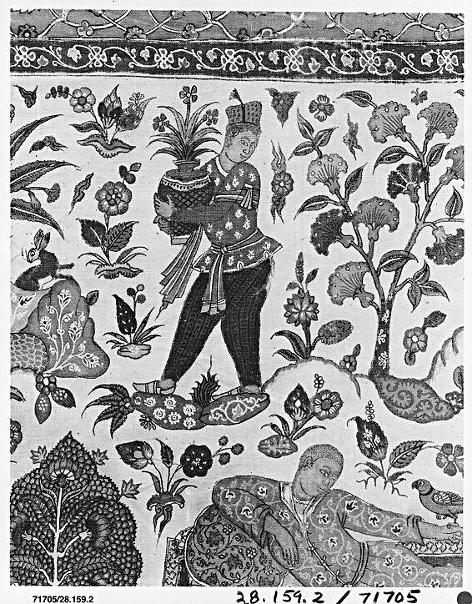 Kalamkari Rumal, Cotton; plain weave, mordant painted and dyed, resist dyed