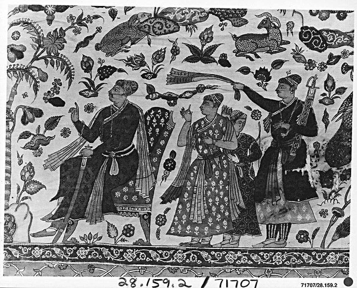 Kalamkari Rumal, Cotton; plain weave, mordant painted and dyed, resist dyed