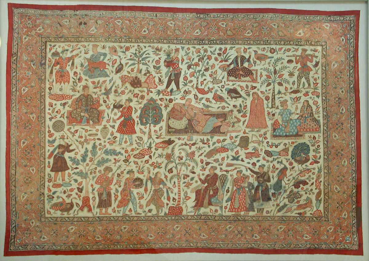 Kalamkari Rumal, Cotton; plain weave, mordant painted and dyed, resist dyed