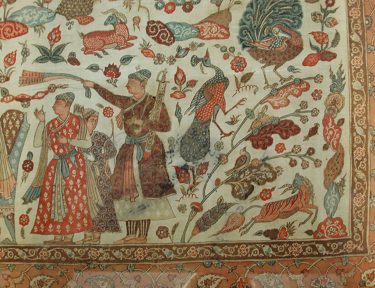 Kalamkari Rumal, Cotton; plain weave, mordant painted and dyed, resist dyed