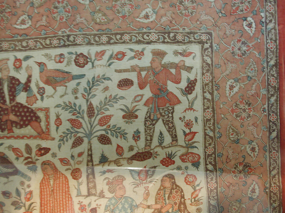 Kalamkari Rumal, Cotton; plain weave, mordant painted and dyed, resist dyed