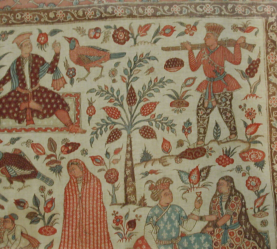Kalamkari Rumal, Cotton; plain weave, mordant painted and dyed, resist dyed