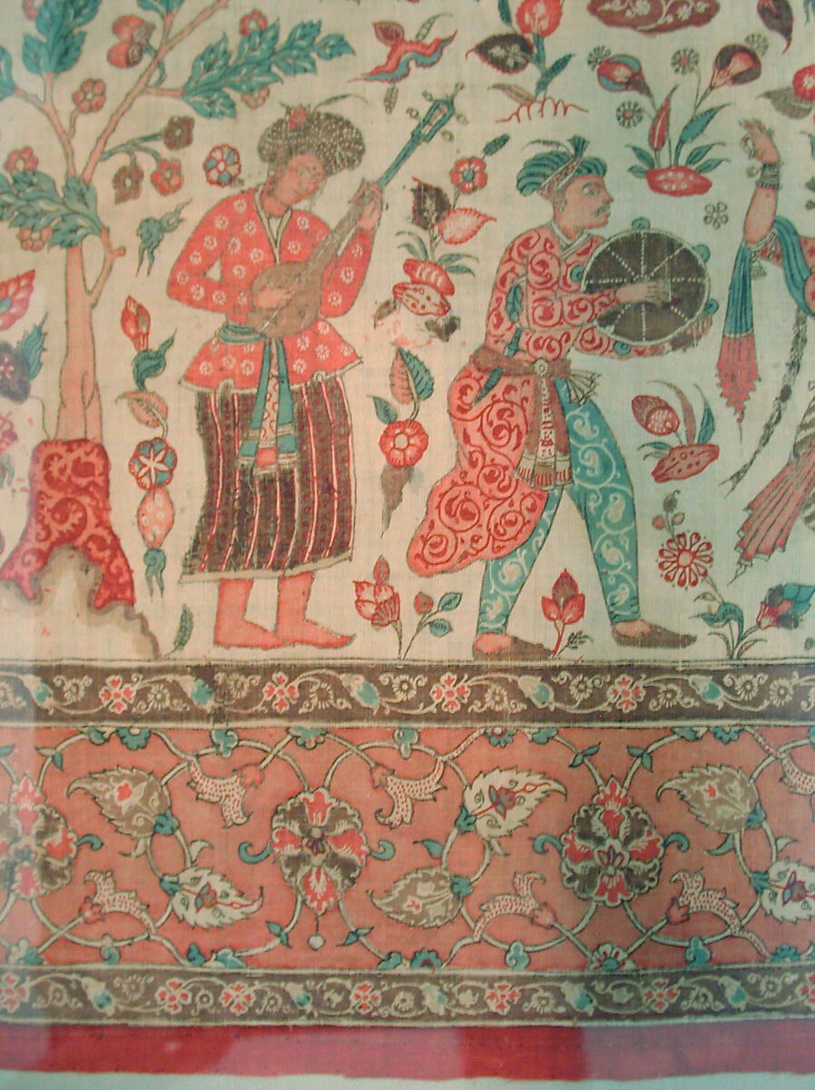 Kalamkari Rumal, Cotton; plain weave, mordant painted and dyed, resist dyed