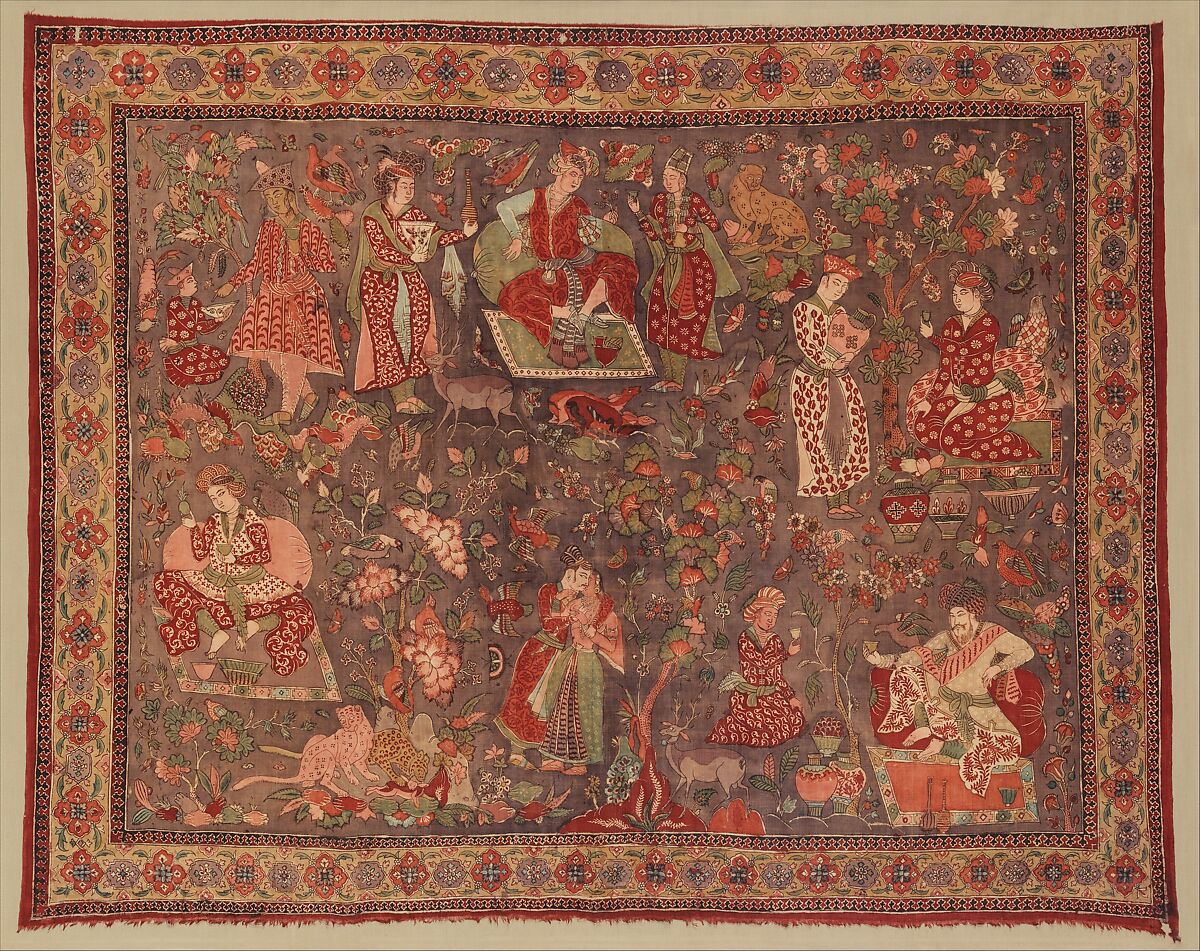 Kalamkari Rumal, Cotton; plain weave, mordant painted and dyed, resist dyed
