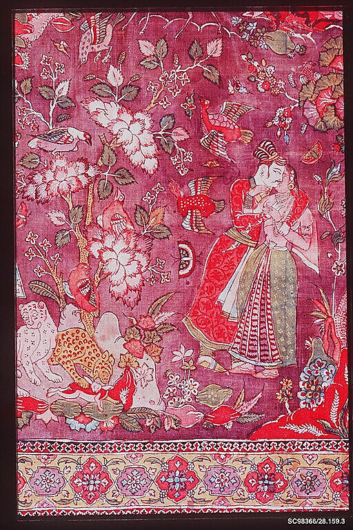 Kalamkari Rumal, Cotton; plain weave, mordant painted and dyed, resist dyed