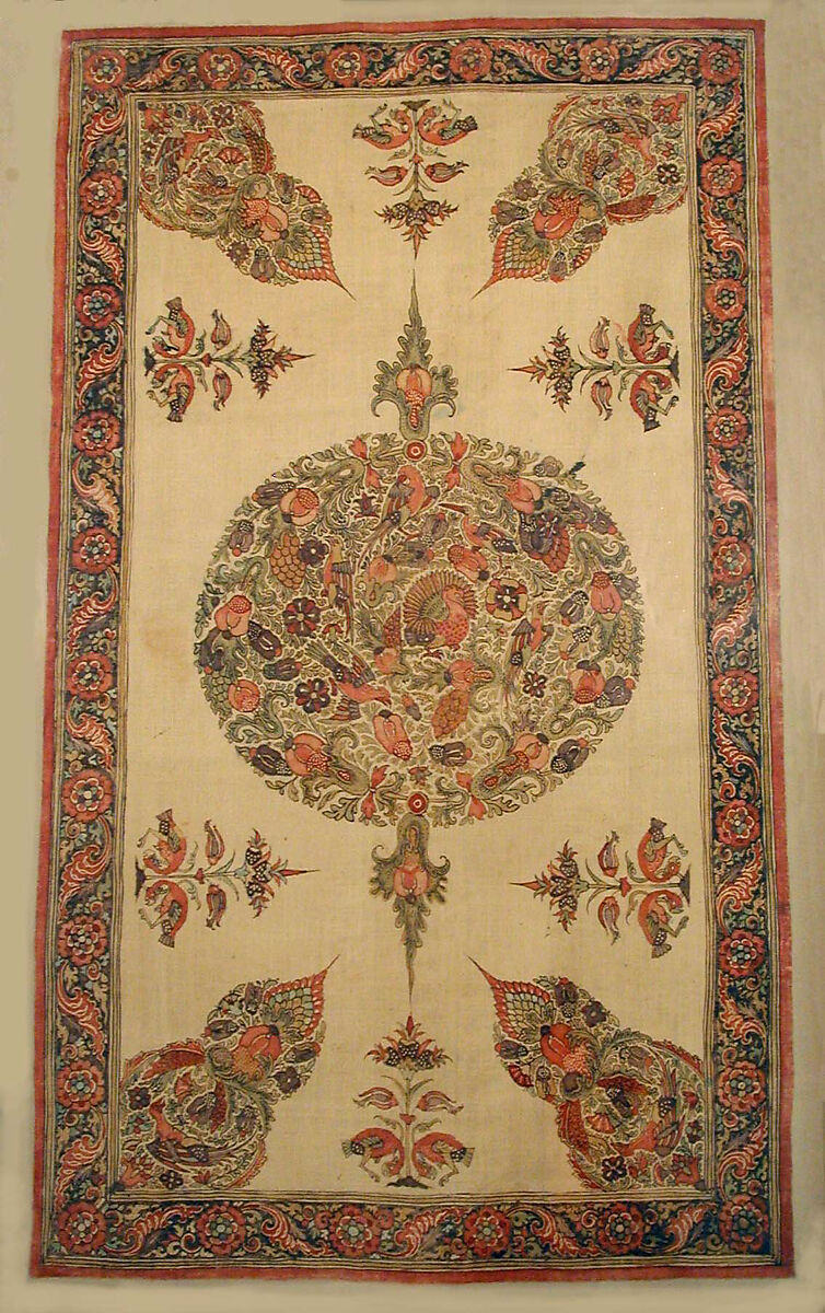Cover (Rumal), Cotton; plain weave, mordant dyed and painted, resist dyed