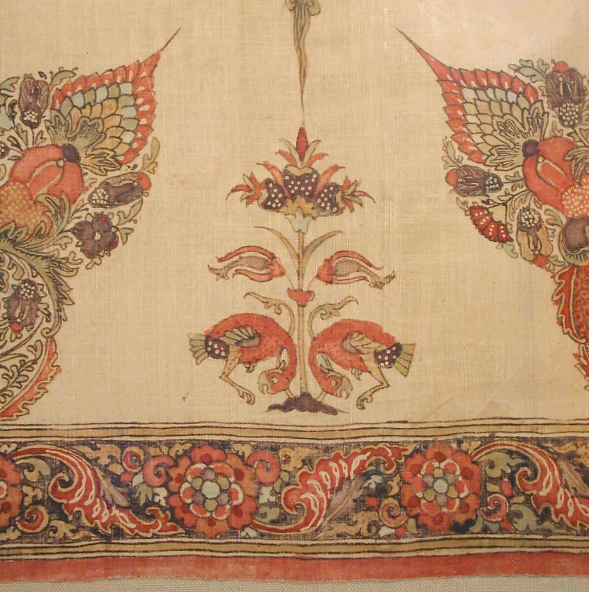 Cover (Rumal), Cotton; plain weave, mordant dyed and painted, resist dyed
