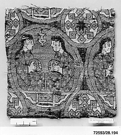 Textile with Musicians, Silk, gilt animal substrate around a silk core; lampas