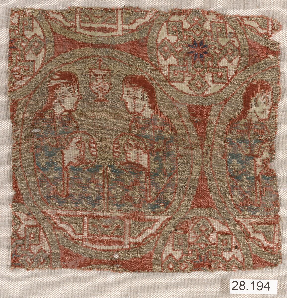 Textile with Musicians, Silk, gilt animal substrate around a silk core; lampas
