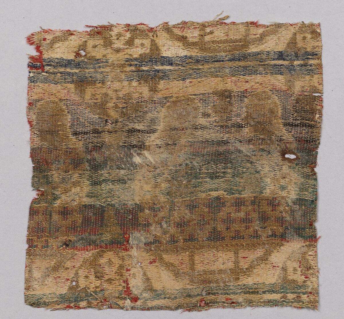 Textile with Musicians, Silk, gilt animal substrate around a silk core; lampas